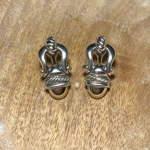 Vintage David Yurman Sterling Silver & 14K Gold Door Knocker Acorn Drop Earrings